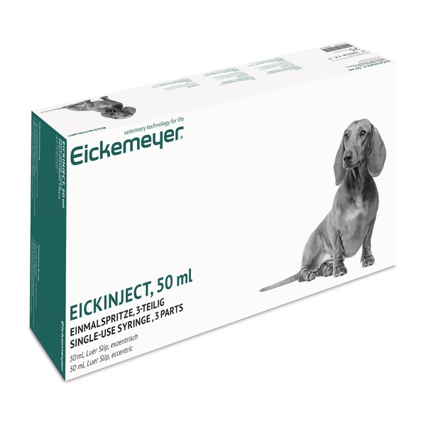 050362-box-50mL EickInject syringe 50mL EickInject syringe, 3-part syringe with Luer slip connector Eccentric Individually packaged and sterile Pack of 25 pieces