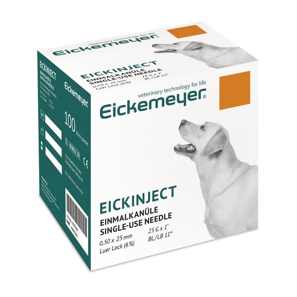 EickInject Needles - Orange 25G x 1" Pack of 100 pieces
