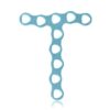 EickLoxx Micro Bone Plate, T-plate, 10 holes, system 1.0, light blue, dimensions (in mm): L 23.5 x W 19.5 x W 3.5 x H 1.0