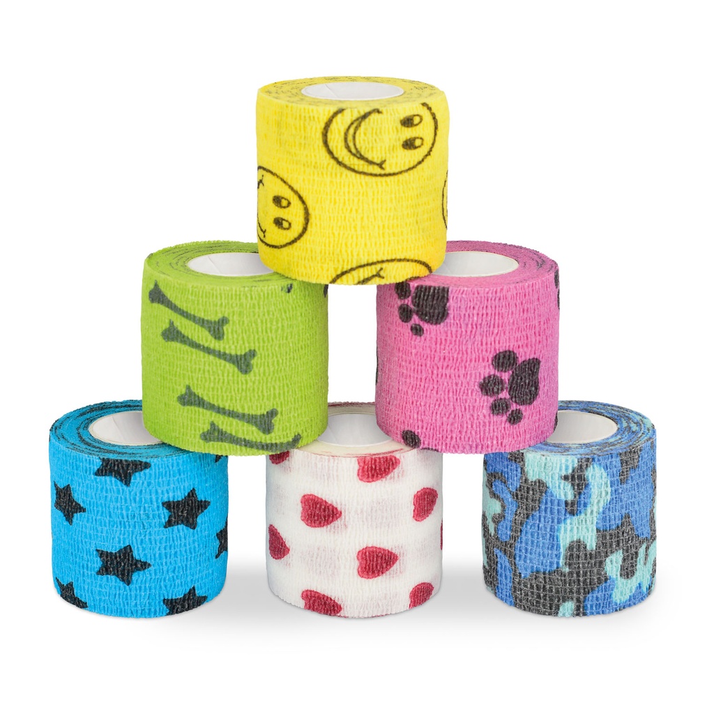 Eickwrap FUN, 6 x 6 motif bandages, 5 cm, box of 36